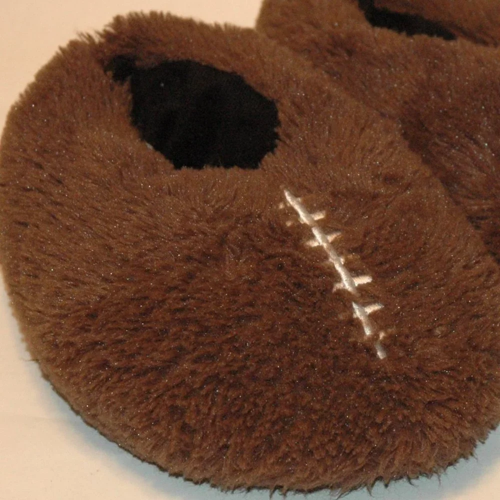 The Children's Place Youth Size 3-4 Plush Brown Football Slippers